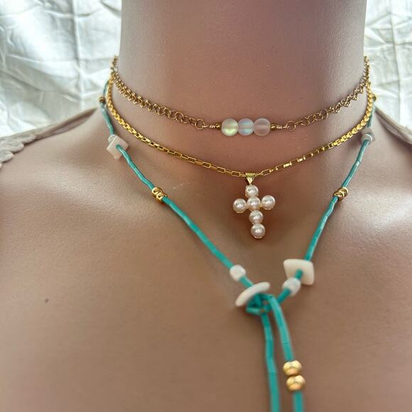 Mermaid candy adjustable choker necklace gold plated non-tarnish beach jewelry - Picture 2 of 4